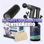 Kit Recuperación Intermedio: Pistola de Masaje + Rodillo + Parche Herbal + Magnesium Complex
