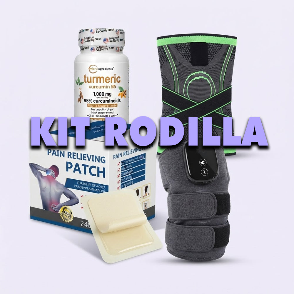 Kit Rodilla: Masajeador 3 en 1 + Parche Herbal + Rodillera + Turmeric Curcumin