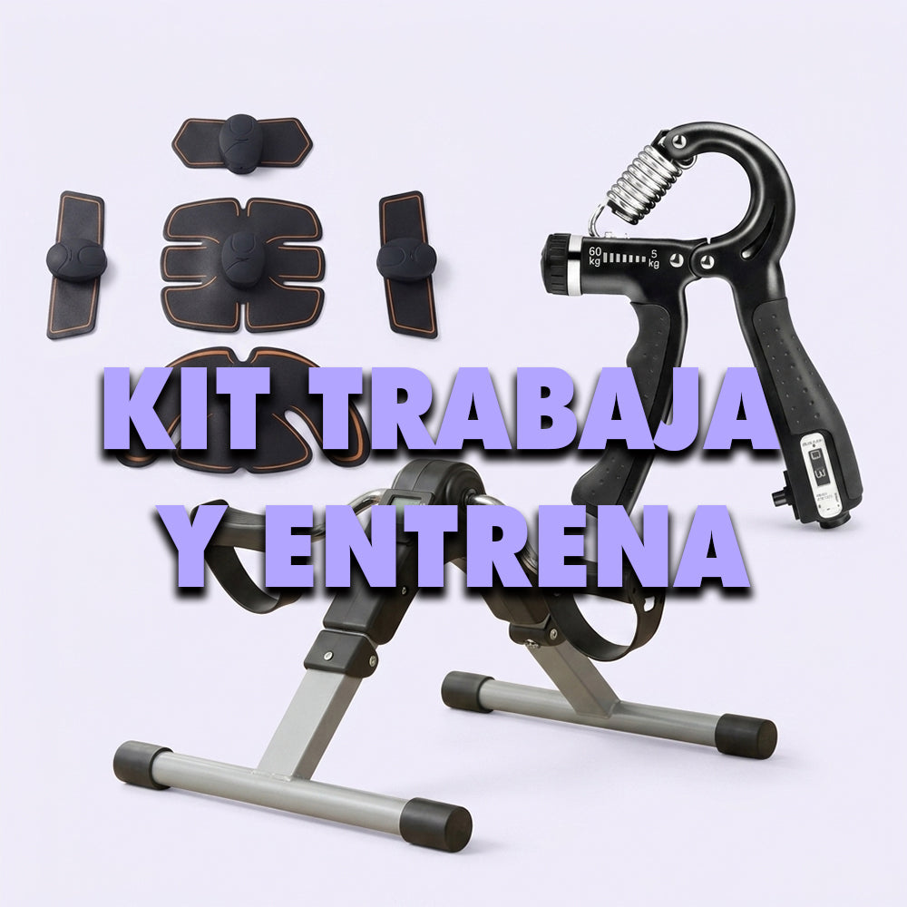 Kit Trabaja y Entrena: Pedalera Portátil + EMS Pasivo + Ejercitador de Mano