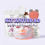 Kit Antiedad Rutina Completa: Máscara LED + Microcorriente + Retinol + Ácido Hialurónico + Multi Colágeno