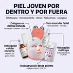 Kit Antiedad Rutina Completa: Máscara LED + Microcorriente + Retinol + Ácido Hialurónico + Multi Colágeno
